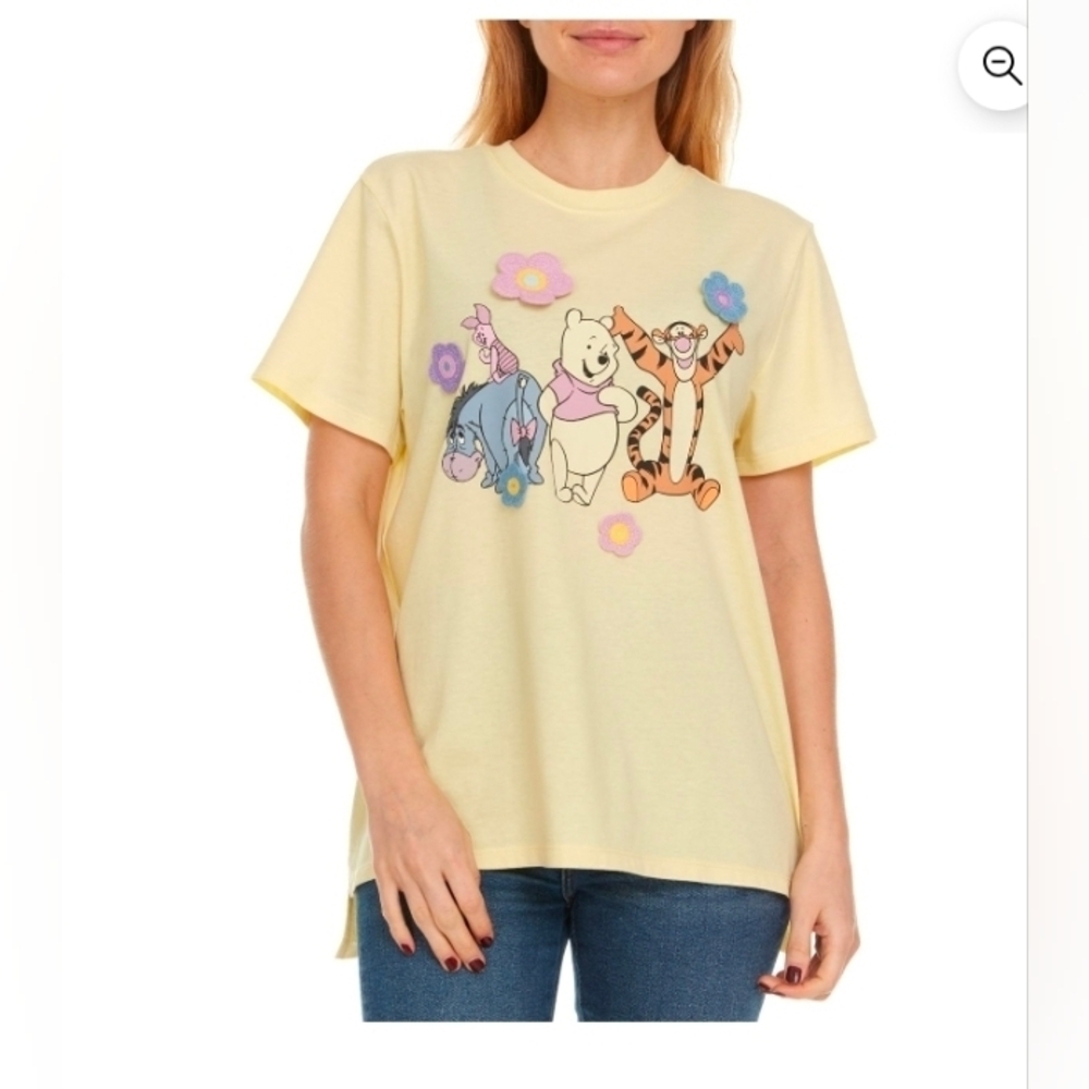 Disney Winnie The Pooh Women's Soft Short Sleeve Graphic Crochet Print - Picture 3 of 8
